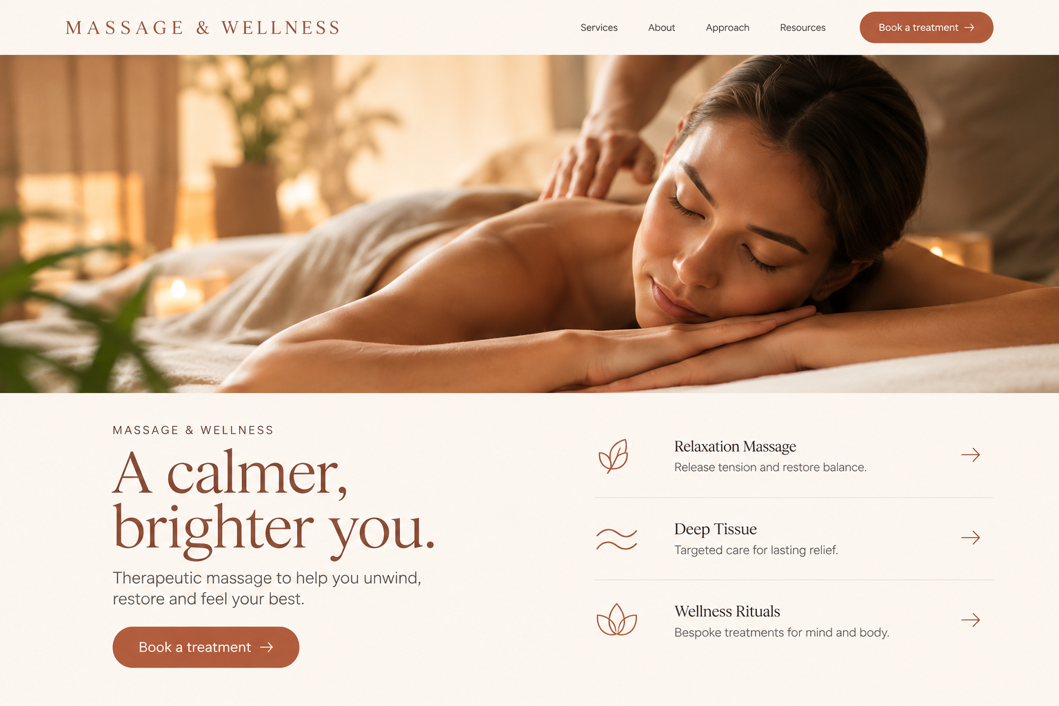 Massage & wellness website design concept