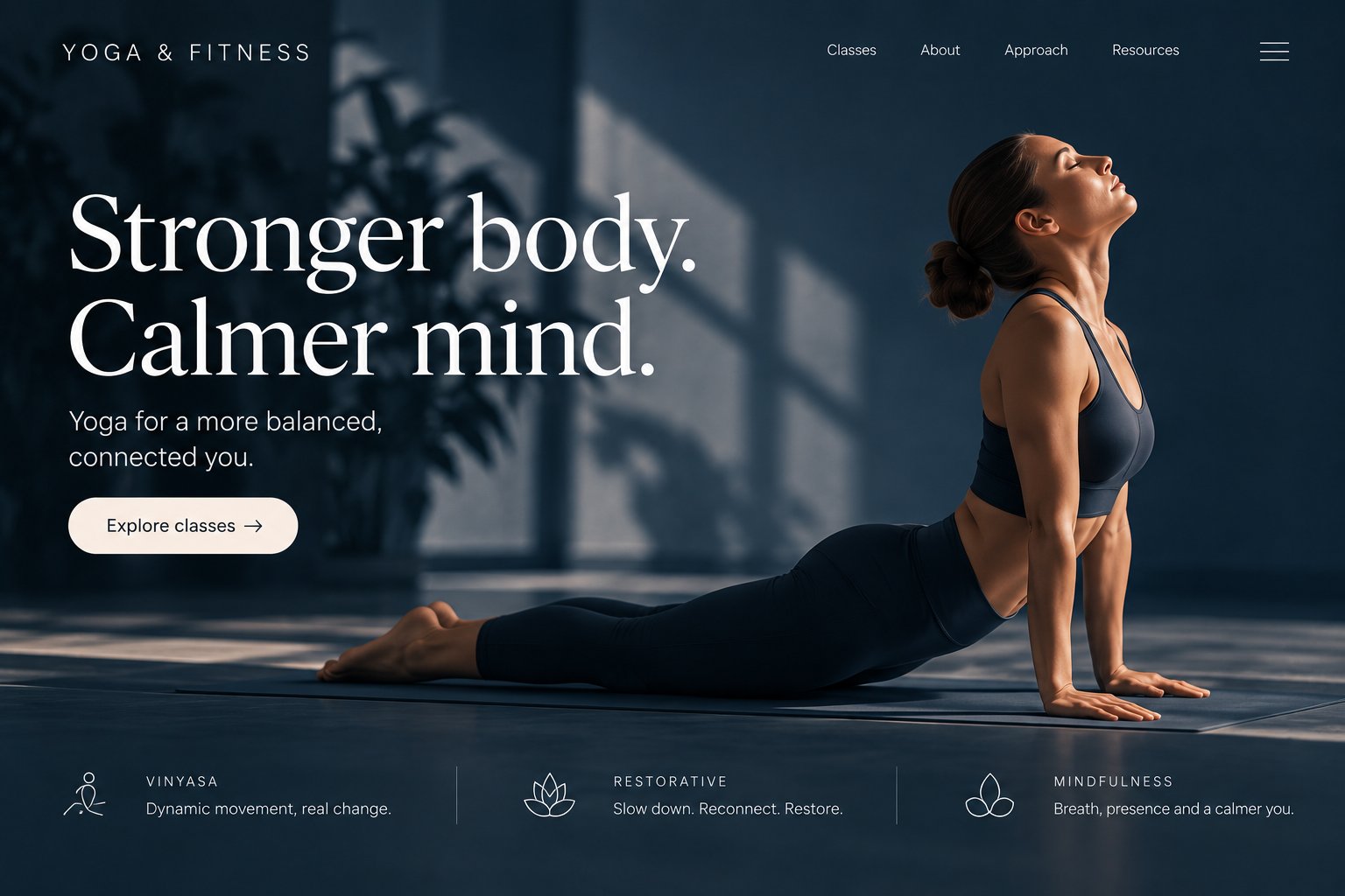 Yoga & fitness website design concept